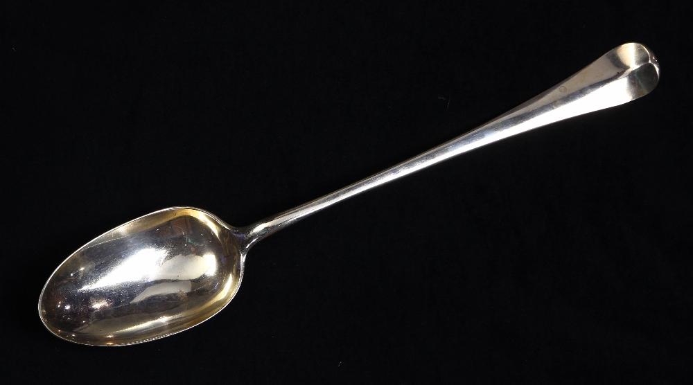 George III sterling silver stuffing spoon, London 1751, by James Gibbon, having a beaver tail handle