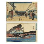 (lot of 2) Utagawa Hiroshige (Japanese, 1797-1858), woodblock prints, 19th century, 'Matsuchiyama no