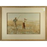 (lot of 2) Arthur Burdett Frost (American, 1851-1928), Father and Son Hunting Rabbits and Shooting