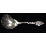 Tiffany & Co. sterling silver berry server, 20th Century, in the "Strawberry" pattern, 9.5"l, 4.4