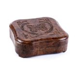 Chinese ink stone in wood box, the ink stone of lobed square form, entitled 'xi yan tang' above