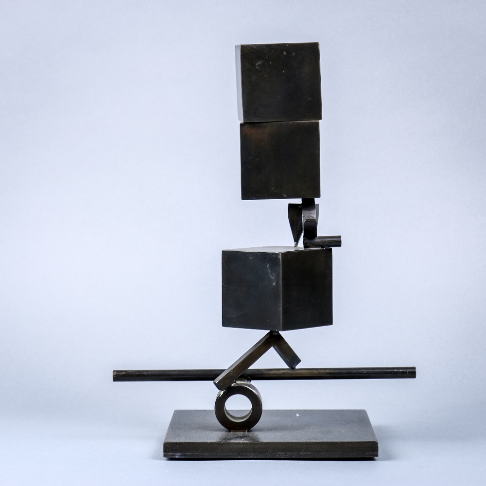 Fletcher Benton (American, b. 1931), Blocks on Blocks, 1996, steel sculpture, signed and dated at - Image 4 of 8