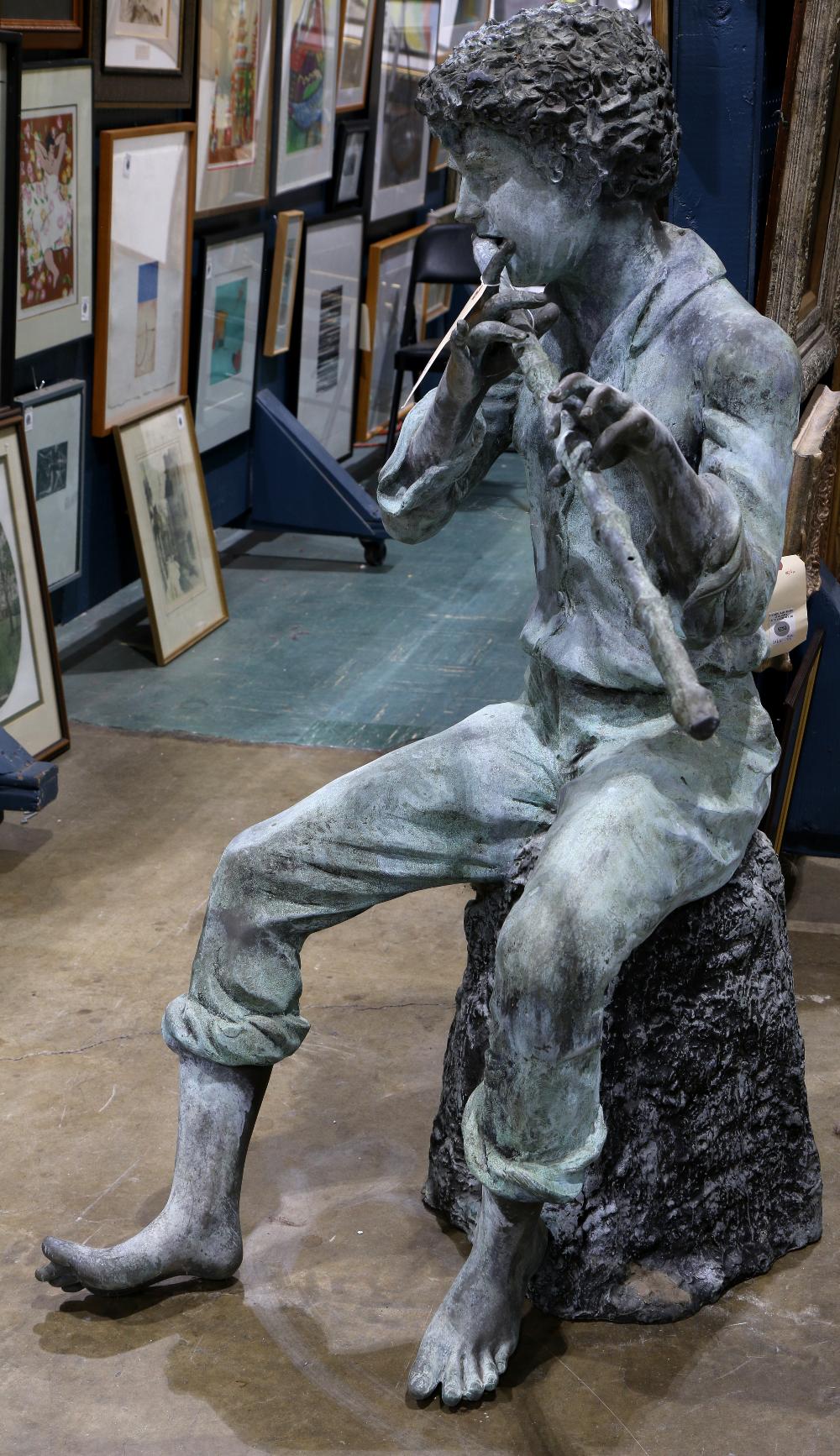 Statue of a flute player, 52"h - Image 2 of 2