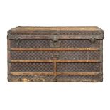 Louis Vuitton Damier steamer trunk circa 1890, in original condition with canvas exterior, leather