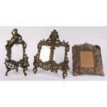 (lot of 3) Renaissance Revival brass and metal cast frame group, each with figural and ornate