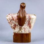 Kathy Kramer, "Osprey", 1982, executed in red alabaster with wood, in the form of a stylized bird,