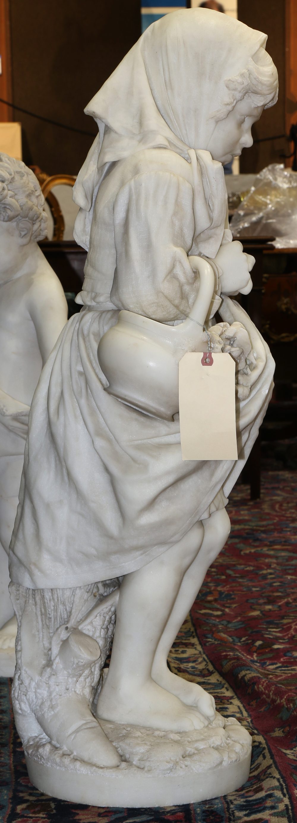 Italian carved marble figural sculpture, by Professor A. Cambi, possibly Andrei Cambi (Italian - Image 2 of 4