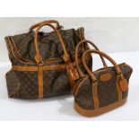 (lot of 2) Vintage Louis Vuitton monogram handbag, interior with Louis Vuitton Paris France