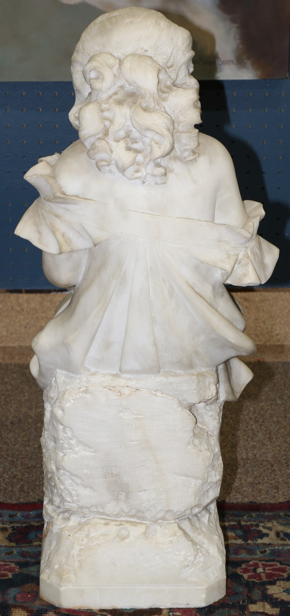 Cristofor Vicari (Italian, 1846-1913) marble figural sculpture, depicting a young girl reading, - Image 4 of 5