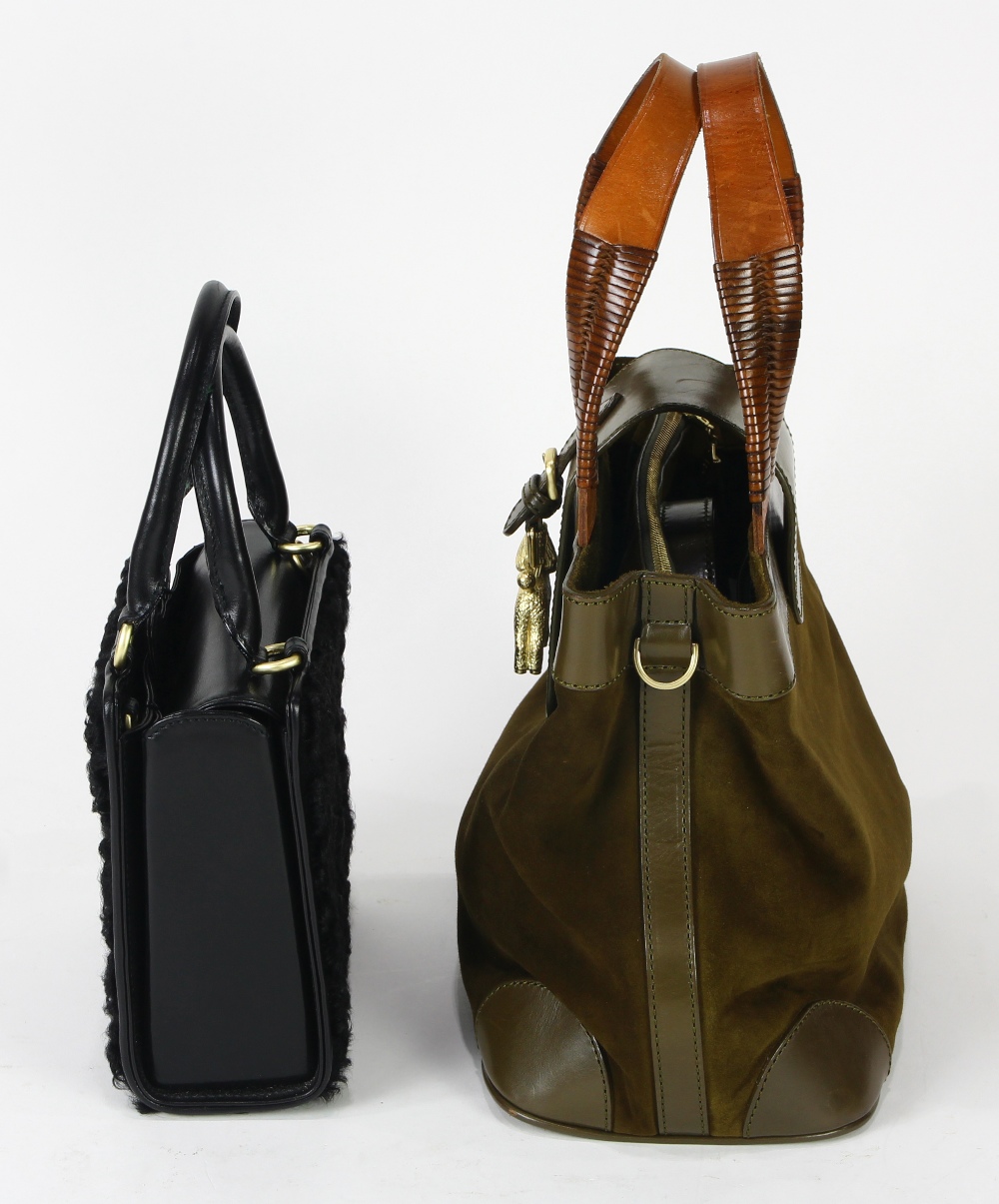 (lot of 2) Kieselstein cord handbags, one executed in brown suede, and having figural poodle - Image 2 of 6