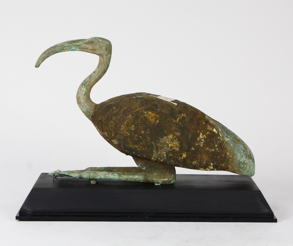Egyptian style funerary figure, depicting Ibis, a representation of the god Thoth, in a seated pose, - Image 2 of 3