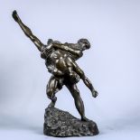 Jef Lambeaux (Belgian, 1852-1908), "Les Lutteurs," bronze sculpture, signed bottom verso, overall: