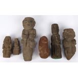 (lot of 6) Ethnic stone carvings of varying ages and cultures, 5.75"h x 2.24"w