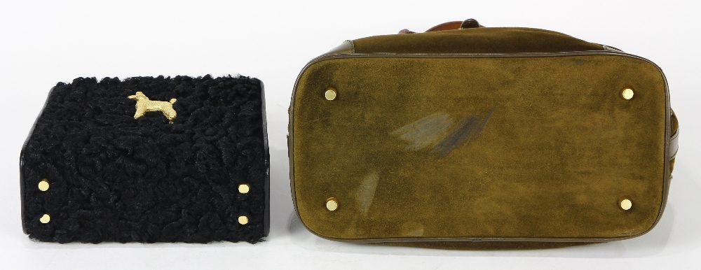 (lot of 2) Kieselstein cord handbags, one executed in brown suede, and having figural poodle - Image 4 of 6