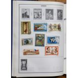 (lot of 4 containers) Assorted stamp collection, including (3) sparsely filled albums, containing