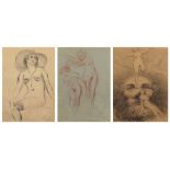 (lot of 4) Granville Redmond (American, 1871-1935), Untitled (Nude with Hat), 1929, and Untitled (