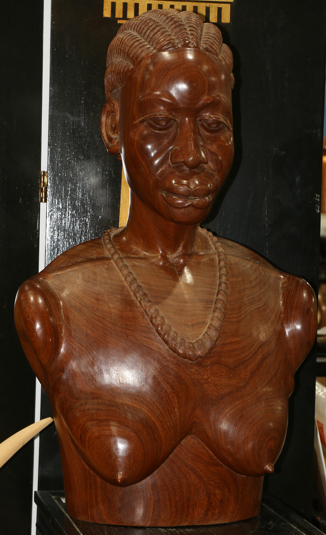 African carved figural sculpture, depicting a female, 26.5"h