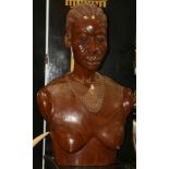 African carved figural sculpture, depicting a female, 26.5"h