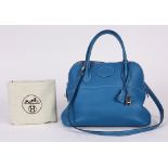 Hermes Paris Sac A Main Boldie 31, in Clemence Bleu Jean, with palladium hardware, original box,