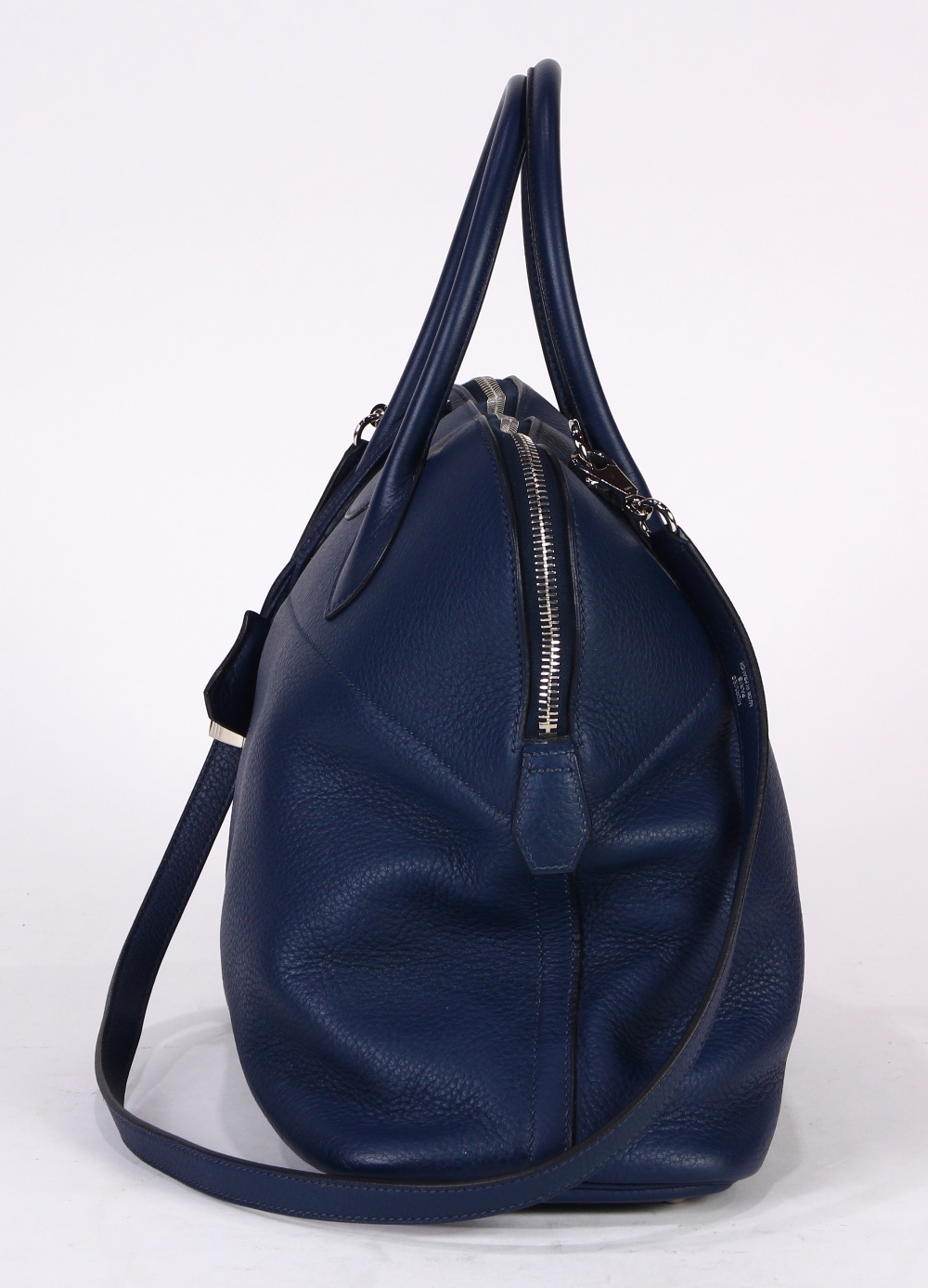 Hermes Clemence Bolide handbag, executed in navy, 35cm, with strap, lock, clochette, dust bag, - Image 3 of 7