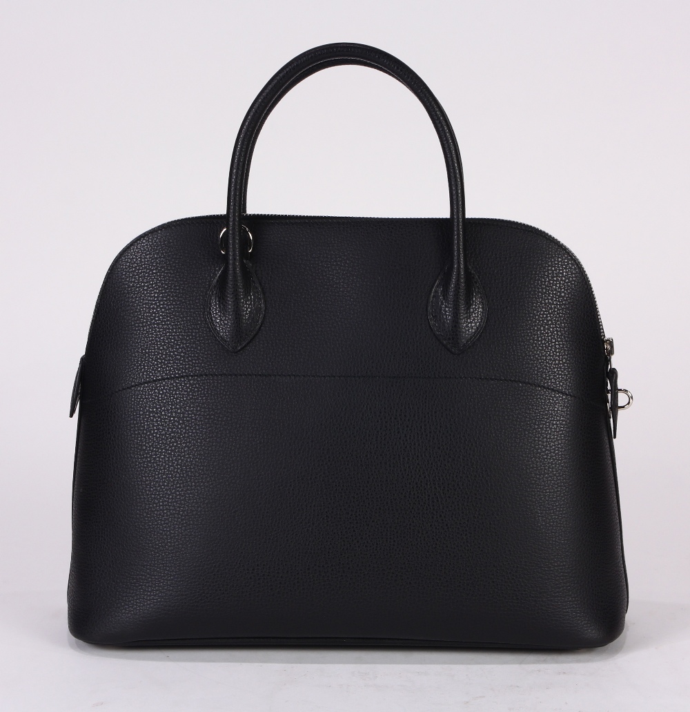 Hermes Sac A Main Boldie 37 vache lie noir, with strap, clochette, lock, dustbag, raincoat, and - Image 4 of 8