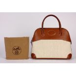 Hermes Sac A Main Boldie natural barenia leather & toile handbag 31cm, with original box, strap,