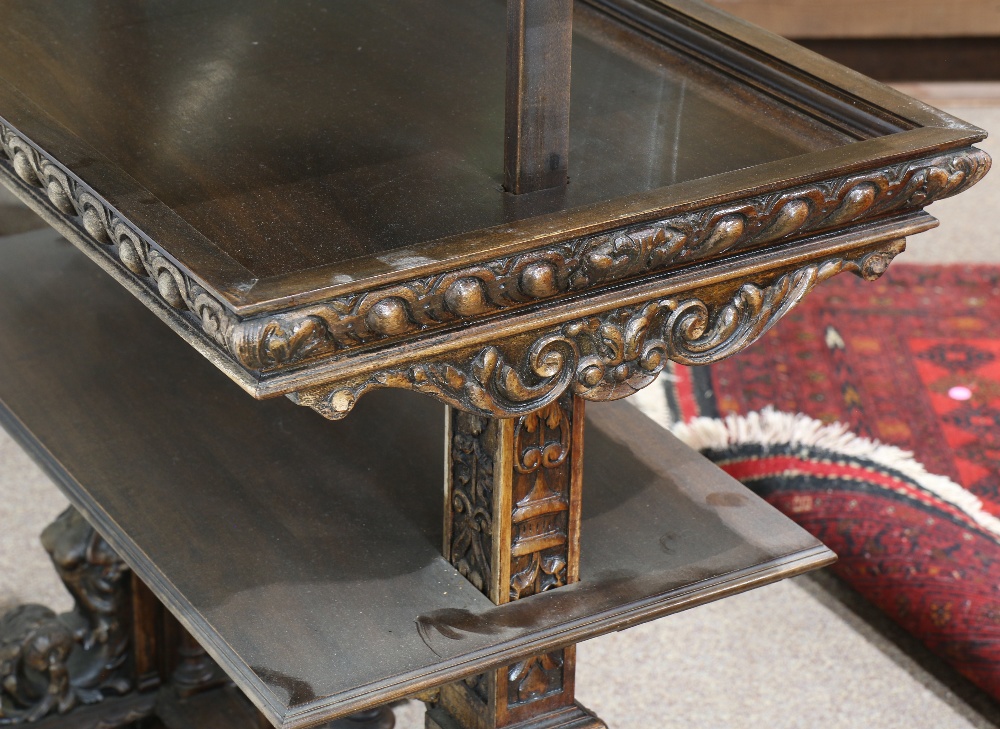 Renaissance Revival carved stand, the three tiered stand having adjustable shelves, the supports - Image 4 of 5