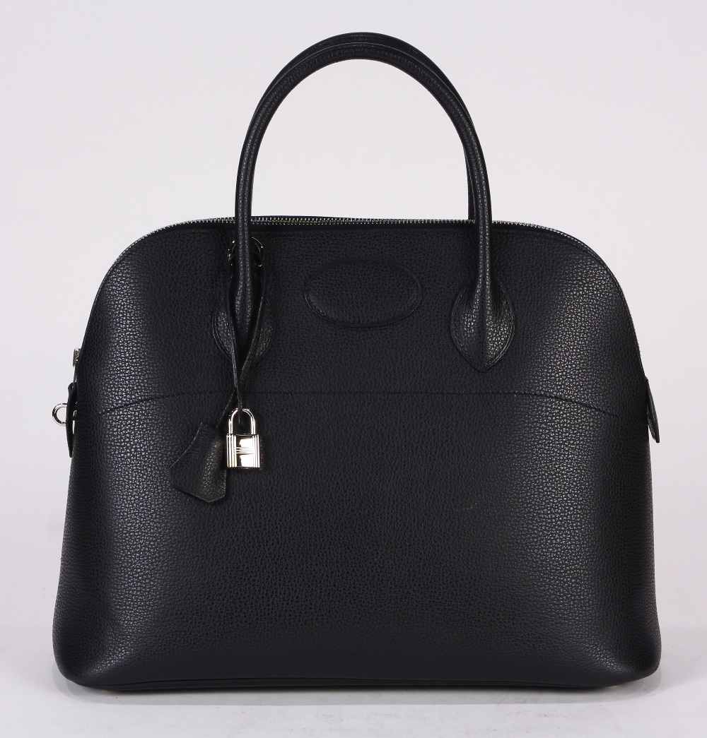 Hermes Sac A Main Boldie 37 vache lie noir, with strap, clochette, lock, dustbag, raincoat, and - Image 2 of 8