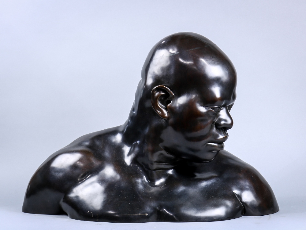 Carol Tarzier (American, Contemporary), "The Boxer," 1993, bronze sculpture, overall: 18"h x 26"w