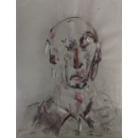 American School (Contemporary), Portrait of Peter Selz, 2002, conte crayon and gouache on grey