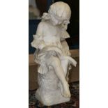 Cristofor Vicari (Italian, 1846-1913) marble figural sculpture, depicting a young girl reading,