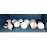 (lot of 12) Decorative painted ostrich eggs, having a black and white abstract decoration, 6"dia.