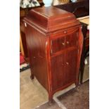 Mahogany Victrola floor model with storage cabinet, 45"h x 19"w x 22.5"d