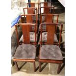 (lot of 8) Set of Chinese hardwood charis, consisting of two armchairs and six side chairs, each