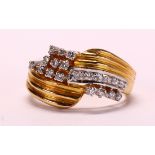 Diamond and 14k yellow gold ring Featuring (20) full-cut diamonds, weighing a total of approximately