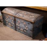 Paint decorated immigrant's chest, early 19th century, having a dome top, with floral decoration