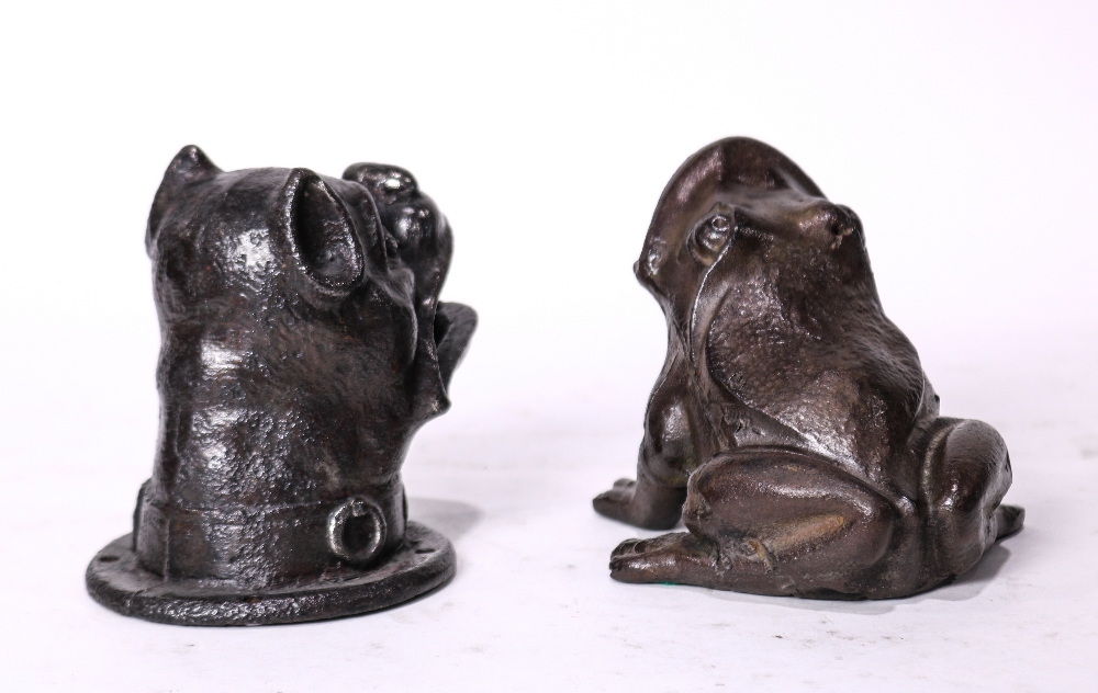 (lot of 2) Cast iron metal figures, consisting of a bull dog, together with a frog, 5"h x 5"2 x 6"d - Image 2 of 5