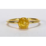 Diamond and 18k yellow gold ring Featuring (1) rose-cut diamond, measuring approximately 6 X 6 mm,
