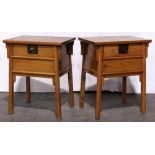 Pair of Chinese side tables, each with a shallow drawer, raised on straight supports, 27"h