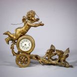 Gilbert Clock Co. figural mantle clock, late 19th Century, Westel, Conn., depicting a putto rising