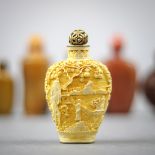 (lot of 6) Assorted Chinese snuff bottles, consisting of one wood, one stone, two composition and