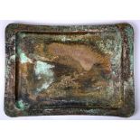 Dirk Van Erp hammered copper tray, 1913-1915, having a shaped rectangular form, with open-box San