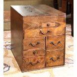 Japanese ko-dansu small sewing chest, of zelkova wood, one small drawer above a long central one,