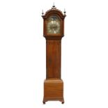 Walter H. Durfee, Providence, Rhode Island, tall case clock, the shaped crest accented with brass