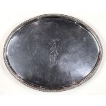 George III sterling silver salver, London, 1786, having an oval form, the beaded lip framing the