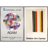 (lot of 2) Vintage Art Exhibition Posters, Yacov Agam and Morris Louis, overall (with frame/