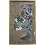 Manner of Jiang Tingxi (Chinese, 1669-1732), Bird and Peaches, ink and color on silk, upper right