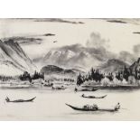 Adolf Arthur Dehn (American, 1895-1968), "Lake Dal, Kashmir," lithograph, pencil signed lower right,