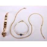 (Lot of 3) Assembled opal, ruby, yellow gold jewelry and parts Including 1) 2.0 mm, 14k yellow gold,