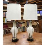Pair of Mid-century modern Murano style glass lamps, 40"h